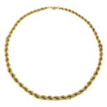 A gold graduated rope link chain,