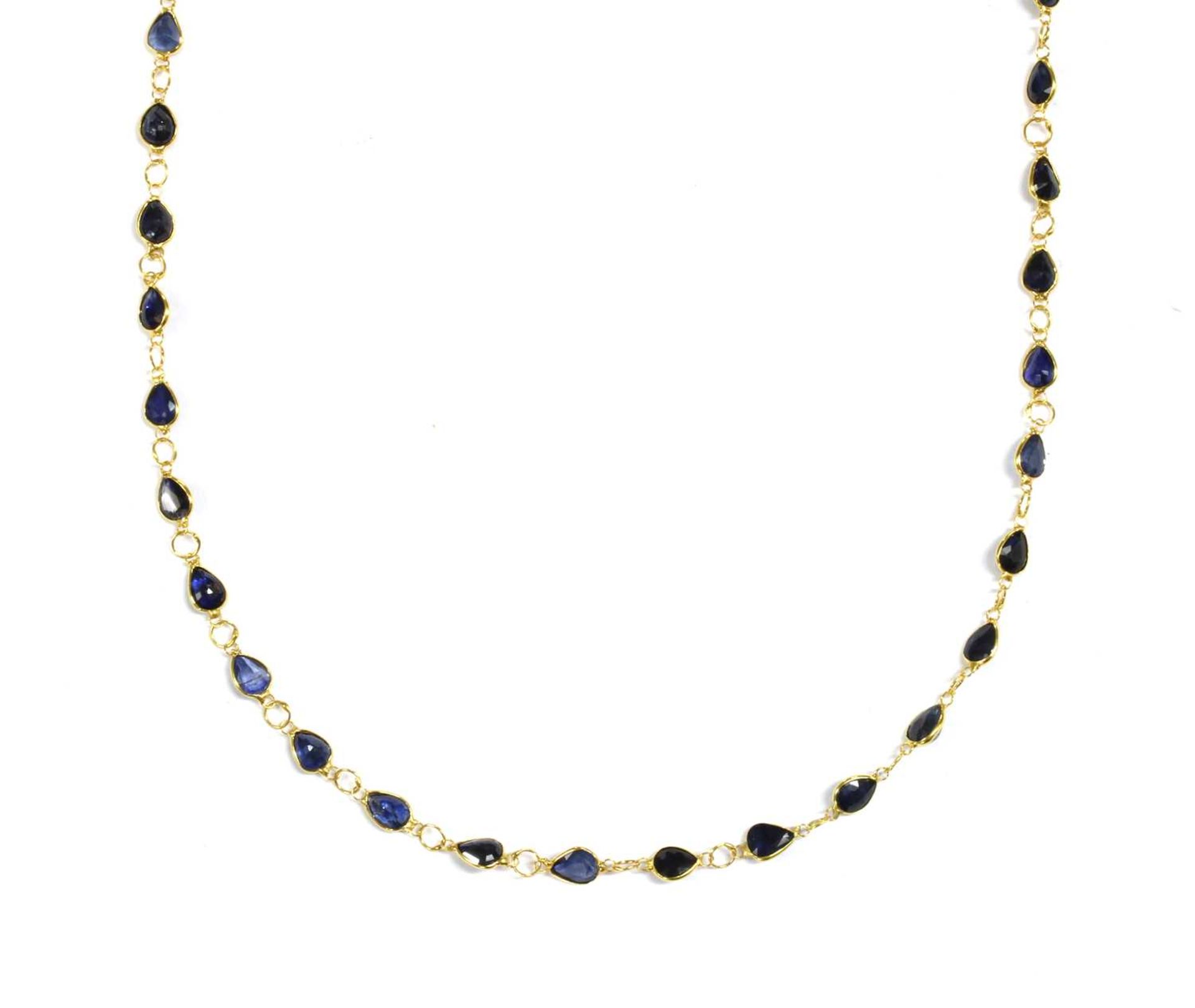 A gold sapphire rivière necklace,