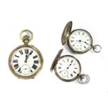A metal Goliath pin set open-faced pocket watch,