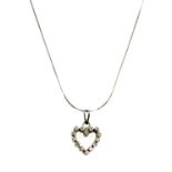 A white gold diamond set open heart pendant,