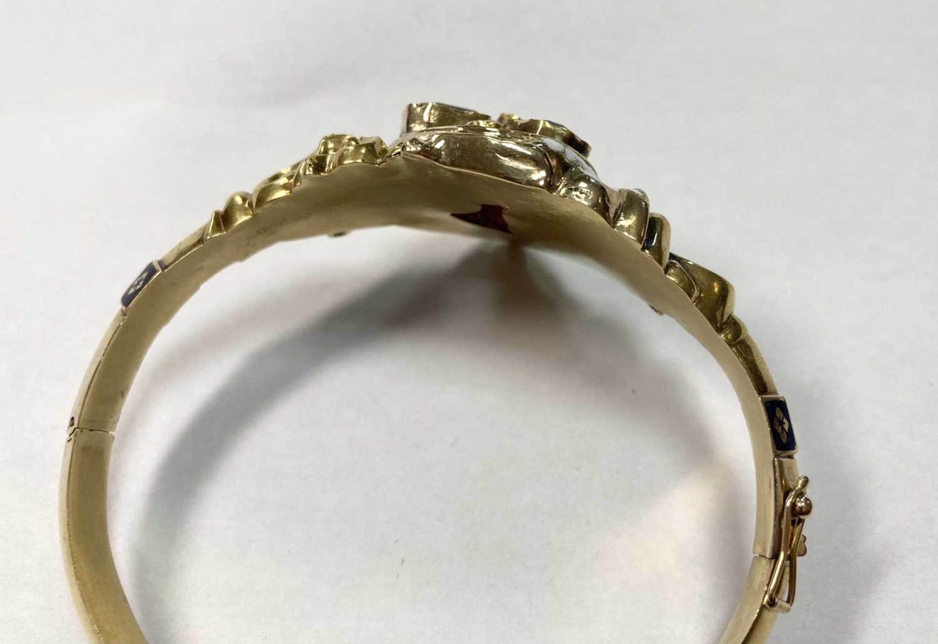 A Swedish gold paste, split pearl and enamel hollow hinged bangle, c.1850, - Image 16 of 19