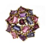 A 9ct gold assorted gemstone cluster ring,