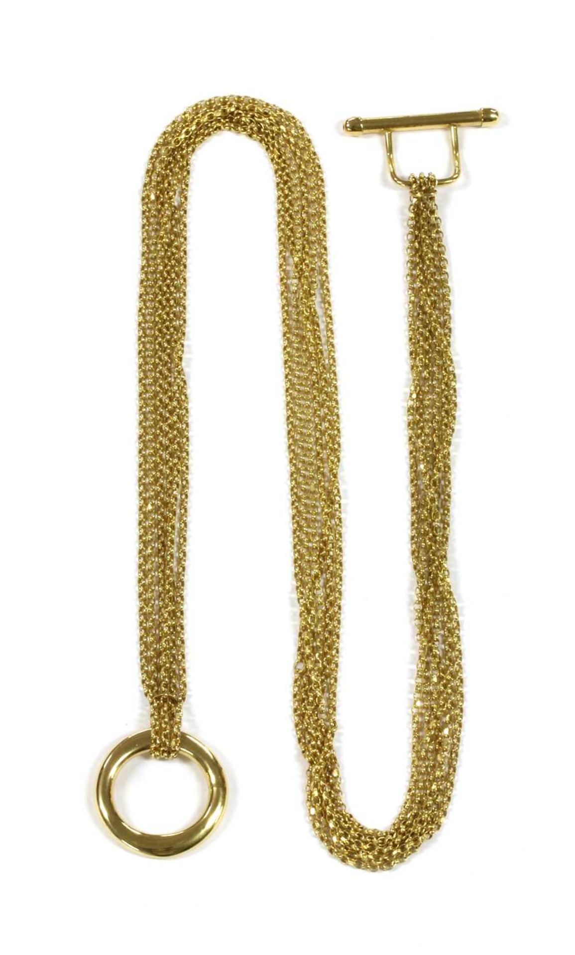 A 9ct gold six row necklace,