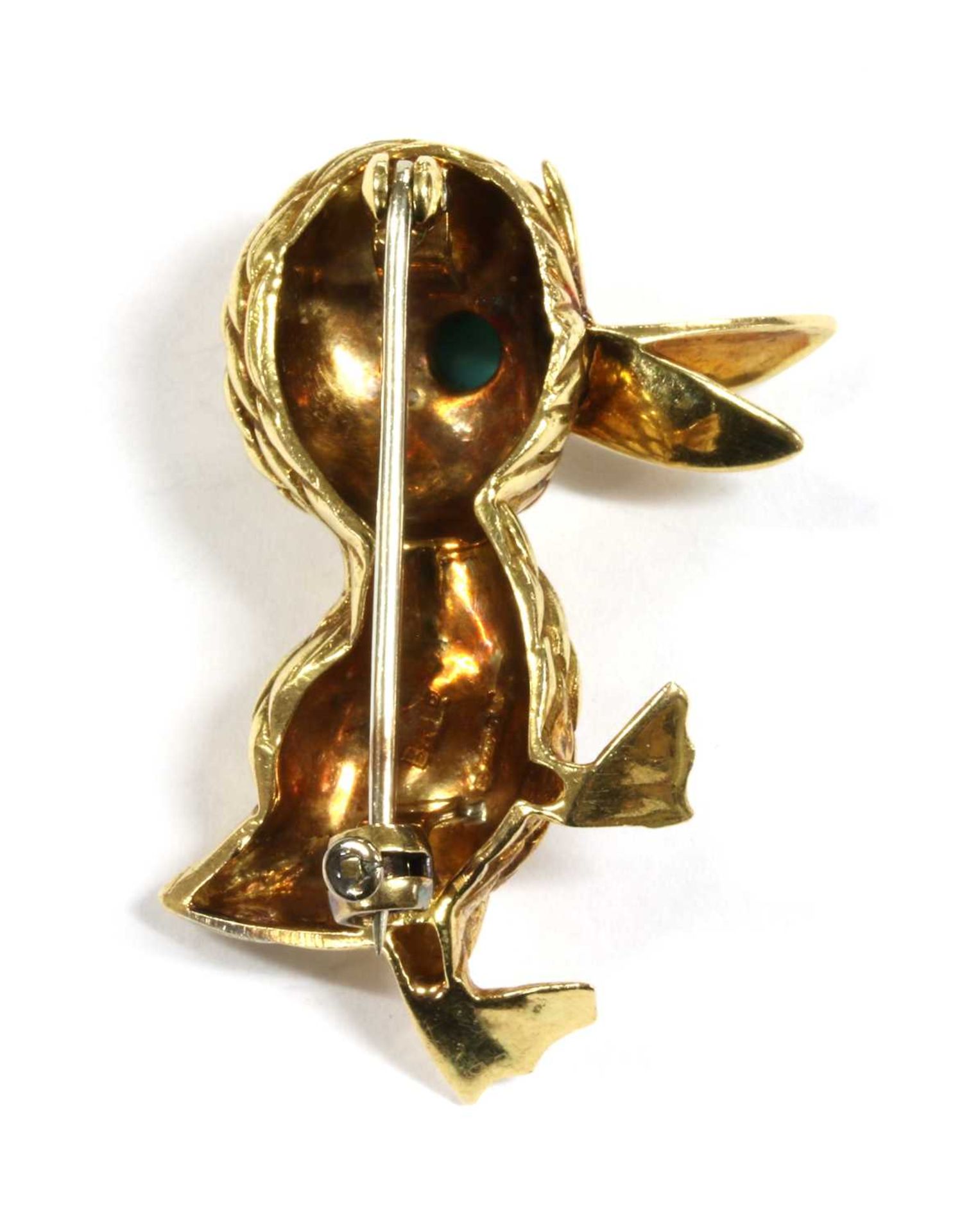 An 18ct gold turquoise and diamond duck brooch, c.1970, - Image 2 of 2