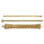 A 9ct gold seven row twisted curb link bracelet,