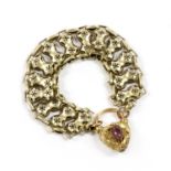 A Victorian gold heart shaped padlock clasp,