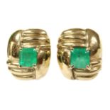 A pair of 9ct gold emerald stud earrings,