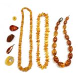 A quantity of amber jewellery,