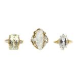 A 9ct gold spodumene and diamond ring,