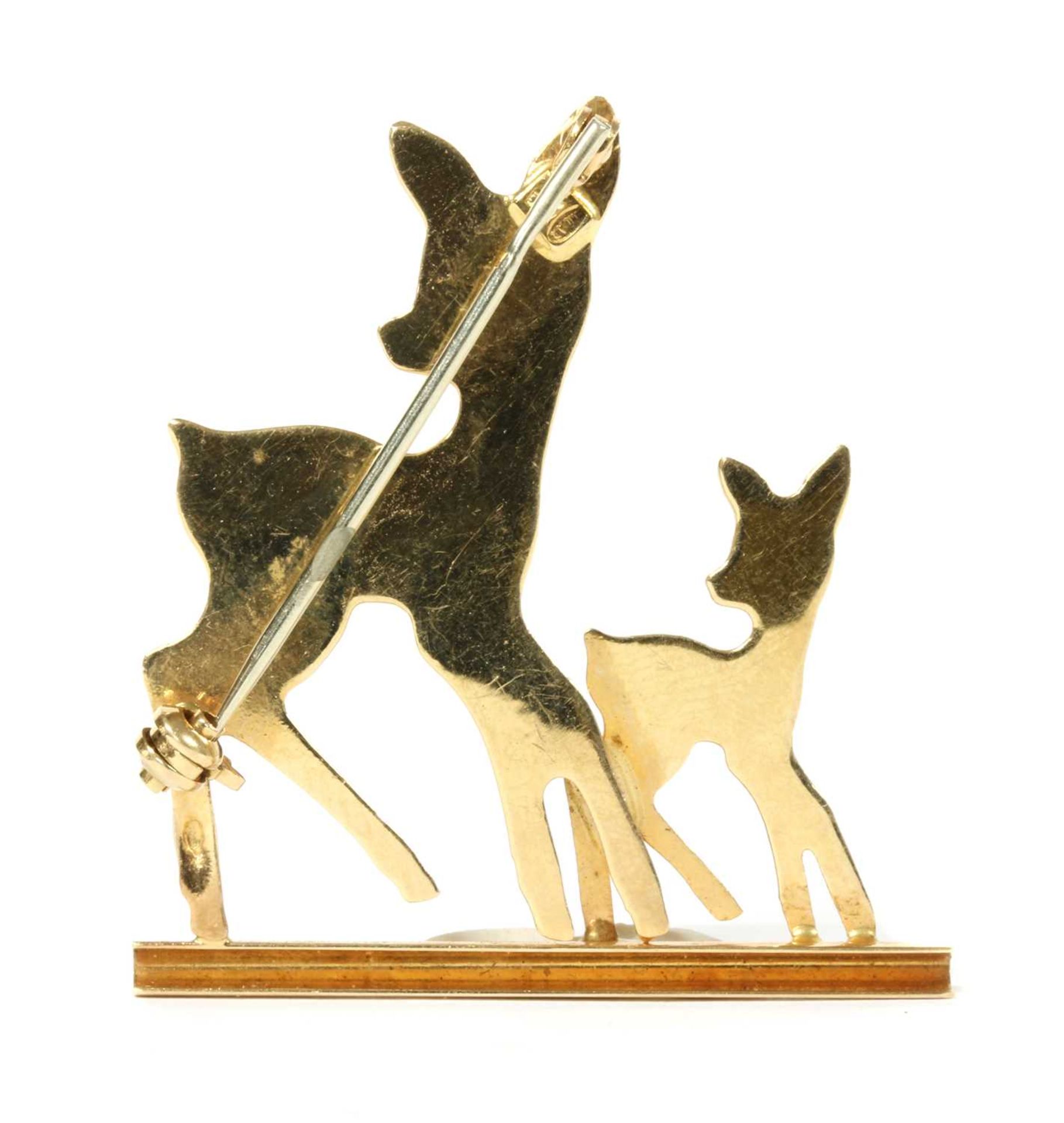 An Italian gold and enamel deer and fawn brooch, - Image 2 of 2