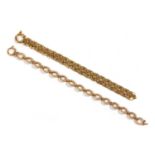 A 9ct rose gold textured hollow oval link bracelet,
