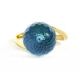A Russian gold blue topaz ring,