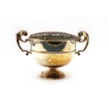 A late Victorian silver twin handled rose bowl,