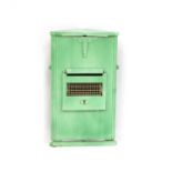 An Art Deco green enamel electric corner heater
