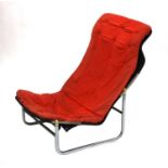 A tubular chrome reclining lounge chair,