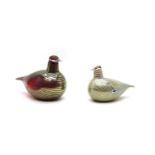 Two Nuutajarvi glass models of game birds,