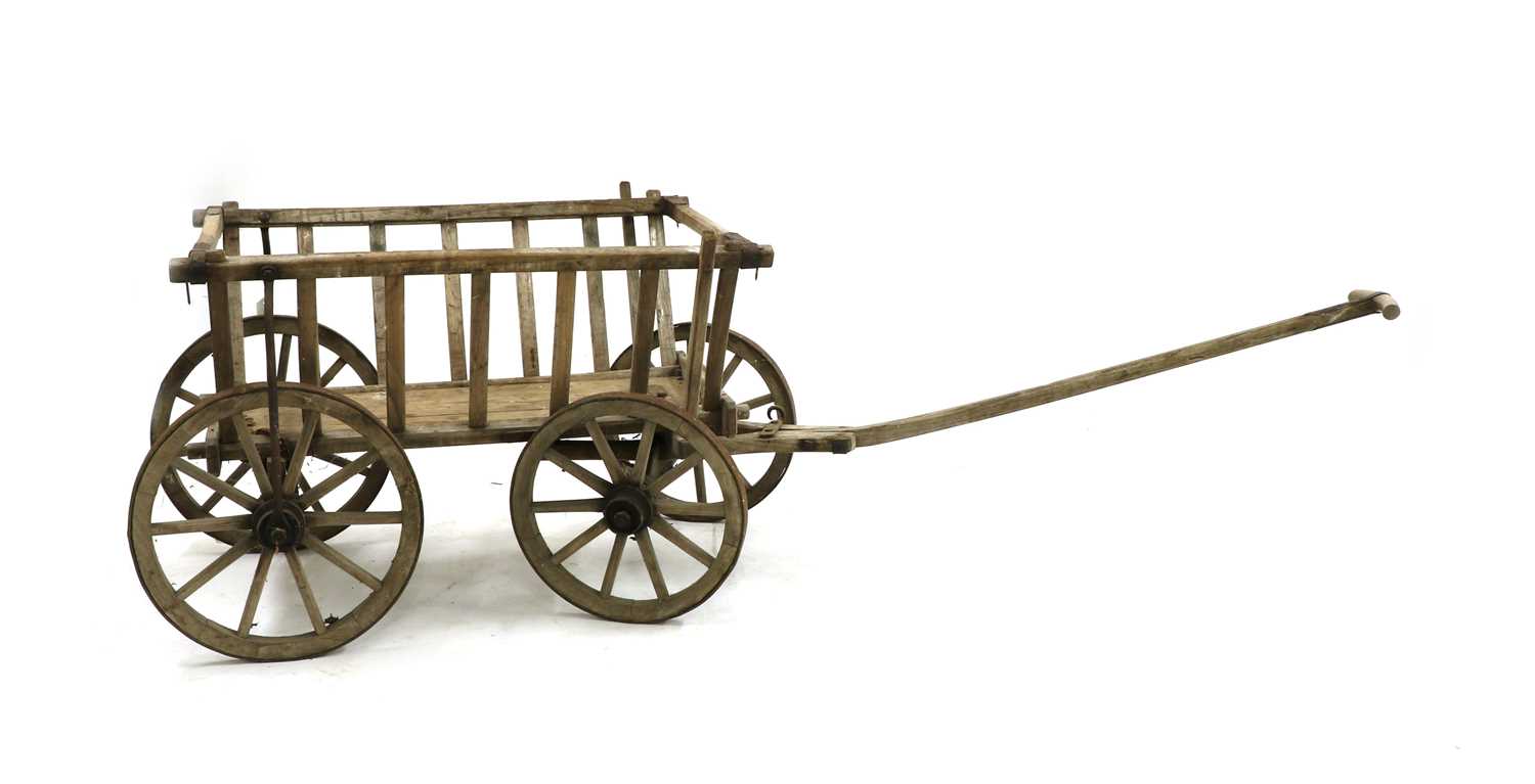 A vintage wooden dog cart,