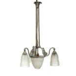 An Art Deco silvered metal hanging light,