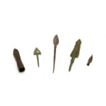Four ancient Persian bronze arrowheads