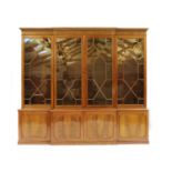 A Georgian design mahogany breakfront bookcase,