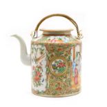 A famille rose canton porcelain tea kettle c. 1880,