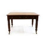 A library table - brown leather