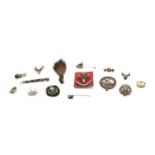 Ten various metal brooches and cap badges,