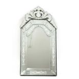 A Venetian cut and etched glass mirror,