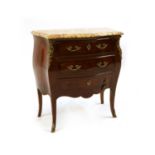 A small French Louis XV-style kingwood and gilt-bronze mounted commode
