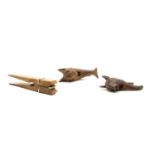 Three pairs of wooden novelty nut crackers