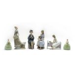 A collection of Lladro porcelain figures