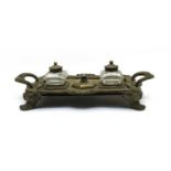 A cast brass 'country house' desk stand,