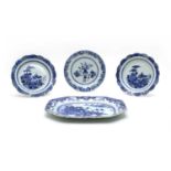 Seven 19th century Chinese blue and white porcelain plates