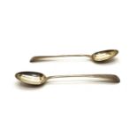 A pair of George III silver Old English Thread pattern basting spoons