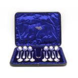 A cased set of 12 silver teaspoons,