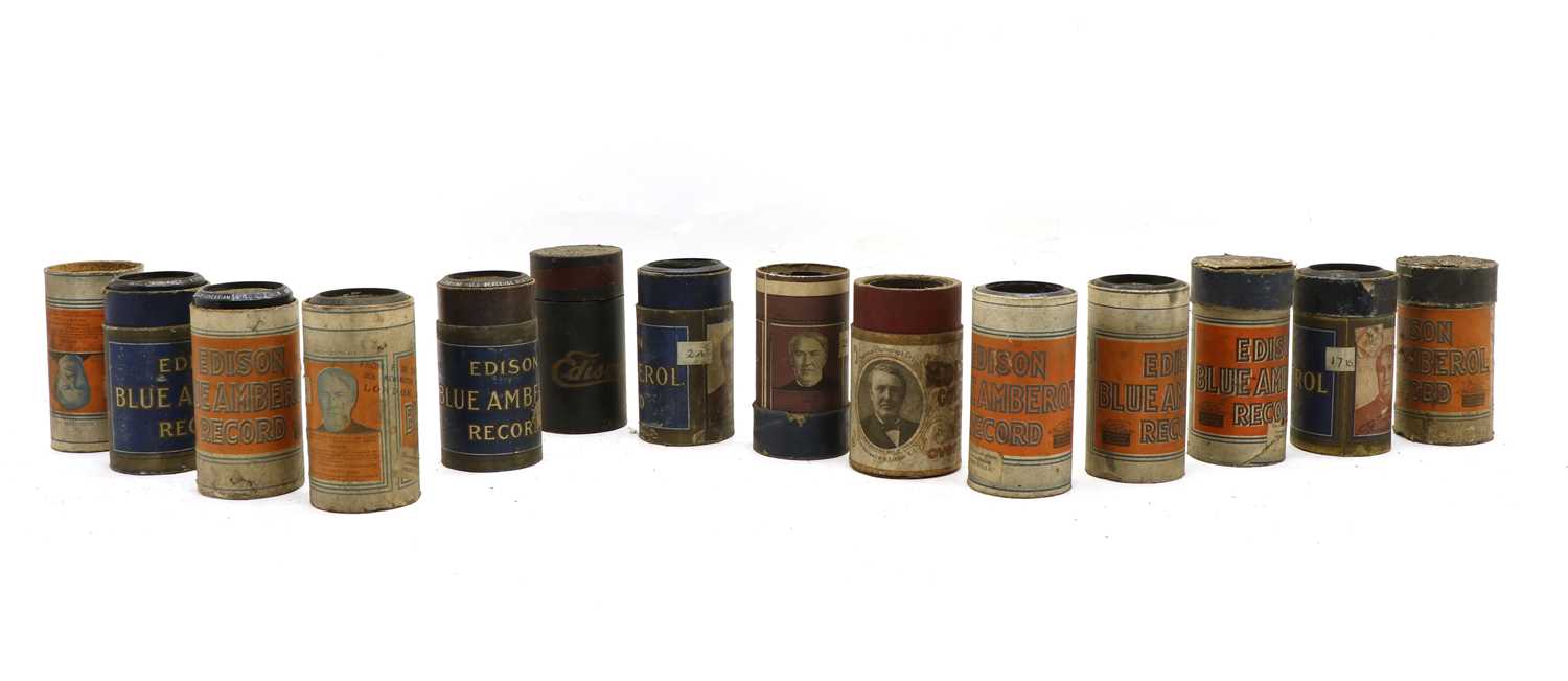 A collection of approximately fifty Edison gramophone cylinders