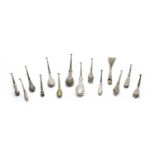 Twenty six silver handled button hooks and shoe horns