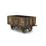 A scratch built model of an open wagon,