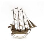 A Dutch silver model of a tall ship,