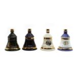 Bells assorted commemorative whisky decanters of various size