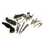 A selection of bagpipe parts,