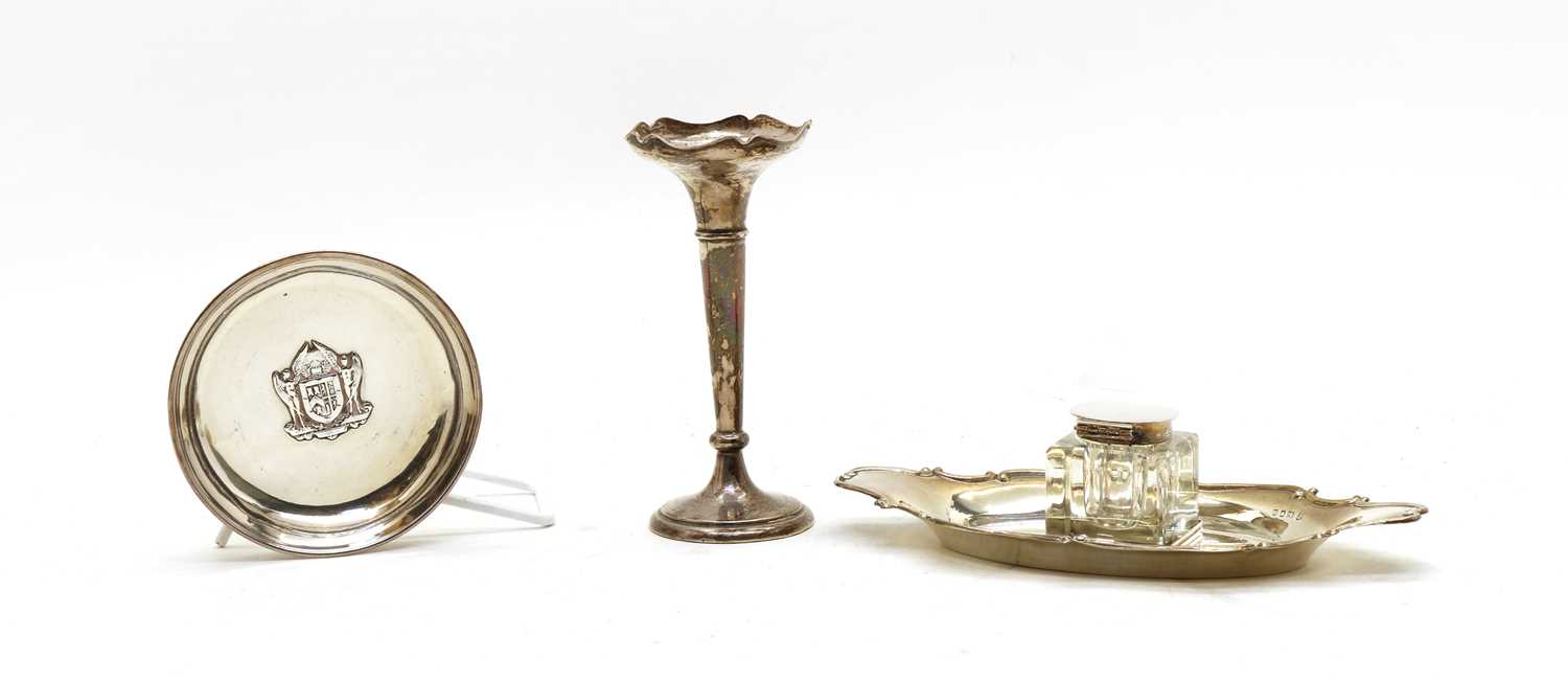 A silver inkstand, a specimen vase and a dish - Image 2 of 2