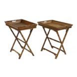 A pair of Regency-style faux bamboo side tables,