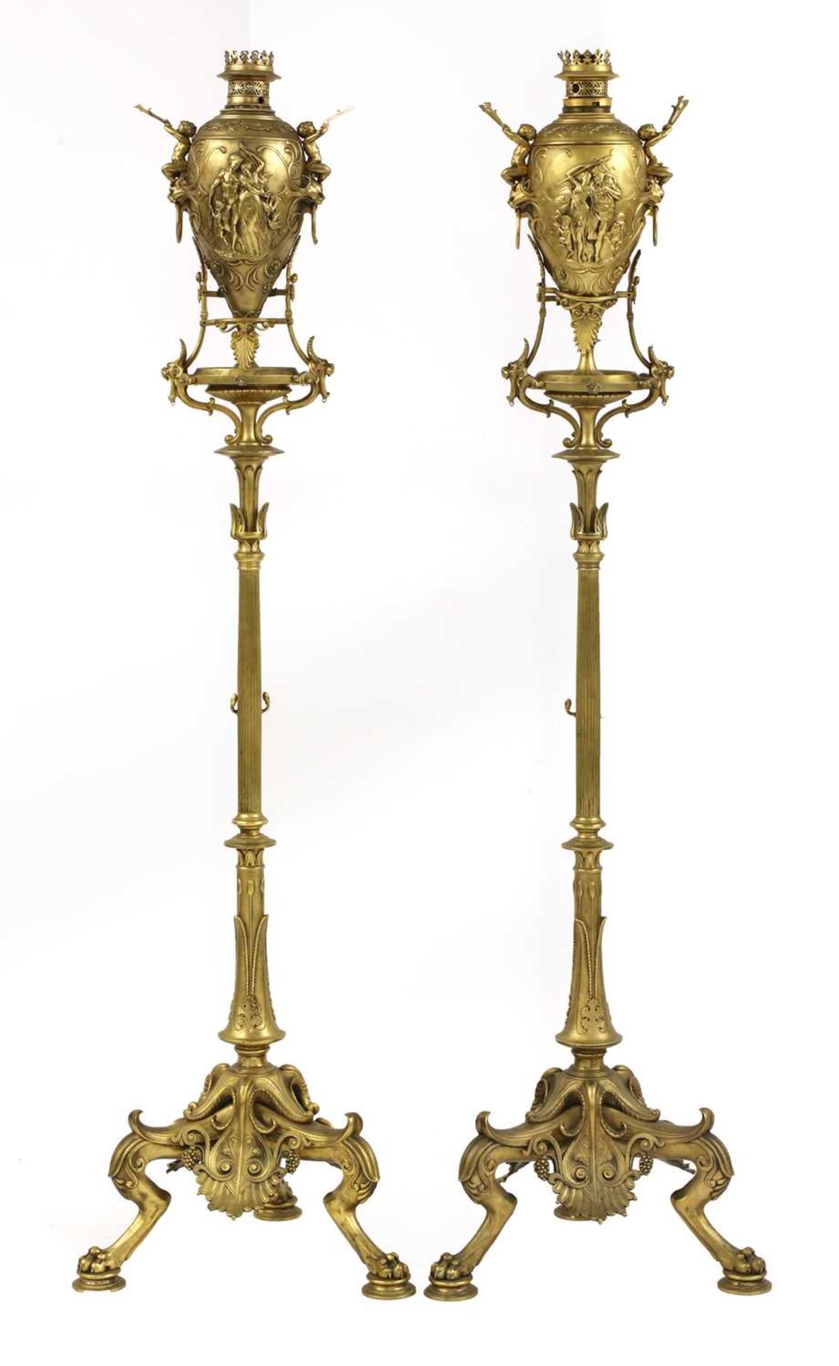 A pair of French Napoleon III Greek Revival gilt-bronze torchères,