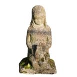 A reconstituted stone model of a kneeling girl,