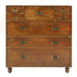 A mahogany and brass bound campaign chest,