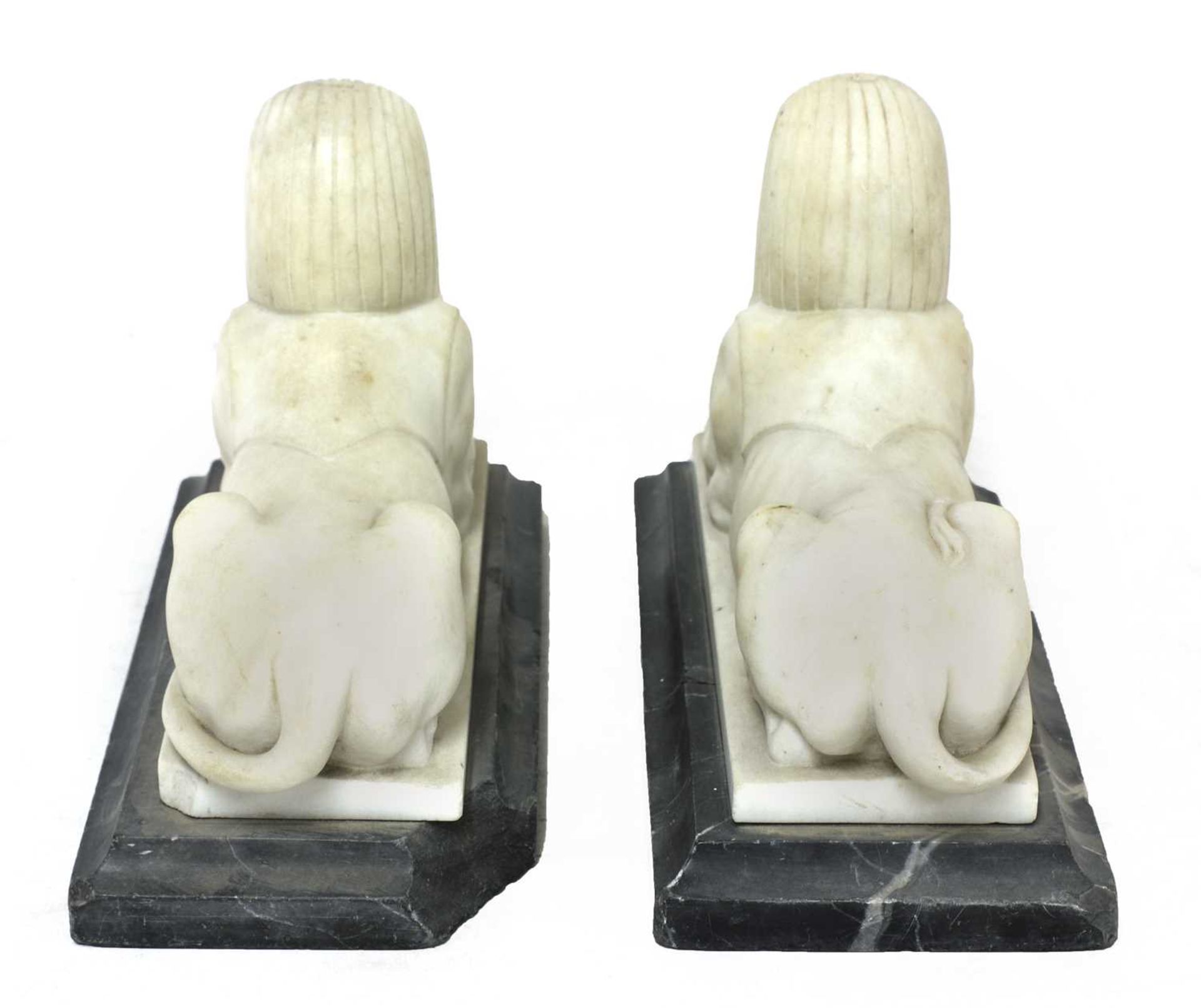 A pair of carved marble sphinx, - Image 4 of 5