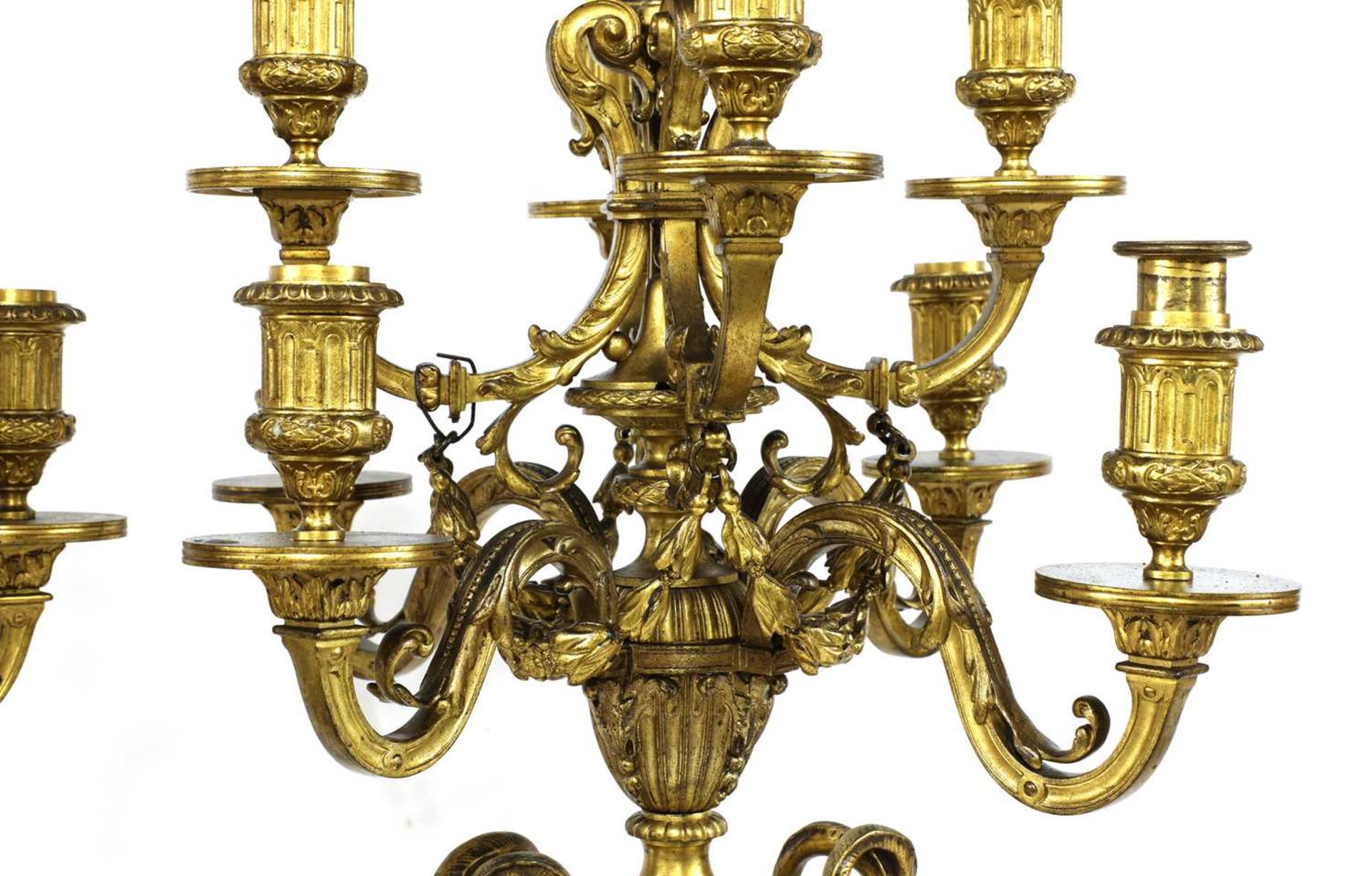 A pair of marble, gilt and patinated bronze candelabra, - Image 4 of 23