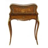 A French Louis XV-style rosewood and satinwood bureau de dame,