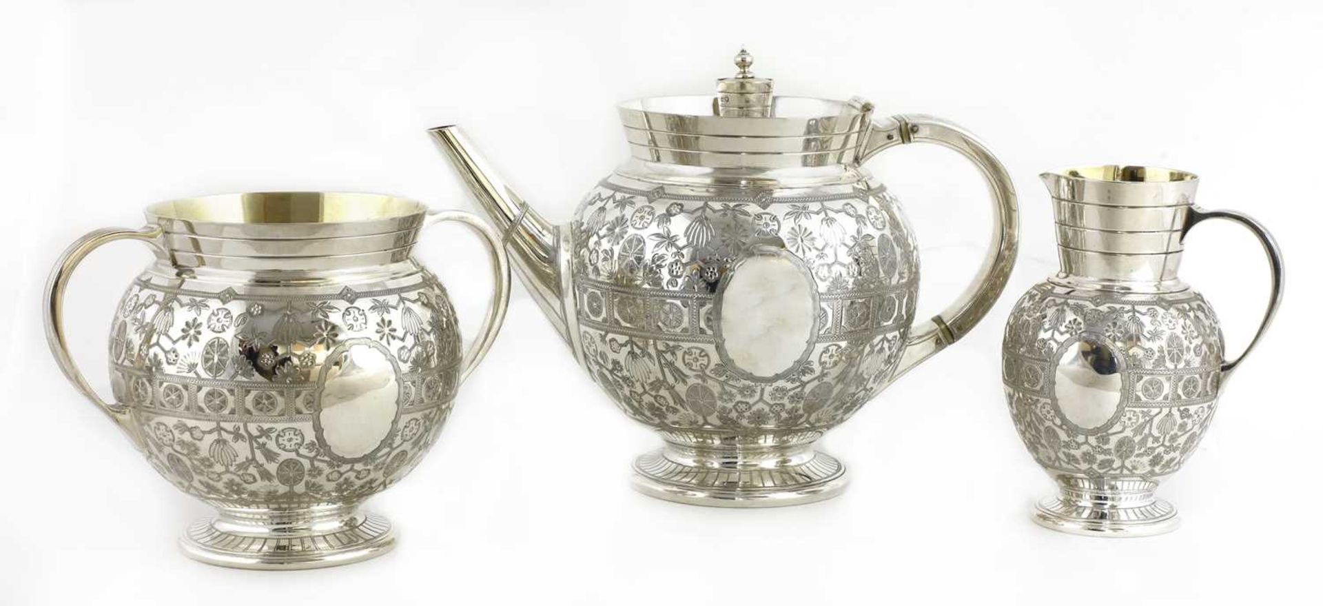 A victorian silver three-piece tea set
